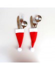 10 sztuk nowy rok 2020 ozdoby świąteczne Noel nóż do naczyń widelec Christmas Hat Bag Noel dekoracje do domu Natal 2019 Decor