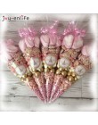 50 sztuk DIY Wedding Birthday Party słodki celofan wyczyść cukierki stożek torby do przechowywania impreza jednorożec Decor deko