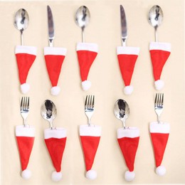 10 sztuk nowy rok 2020 ozdoby świąteczne Noel nóż do naczyń widelec Christmas Hat Bag Noel dekoracje do domu Natal 2019 Decor