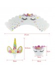 Tęczowa opaska jednorożec Cupcake owijarki ciasto Topper jednorożec urodziny Party ciasto dekoracje świąteczne dla dzieci Baby S