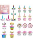 Tęczowa opaska jednorożec Cupcake owijarki ciasto Topper jednorożec urodziny Party ciasto dekoracje świąteczne dla dzieci Baby S