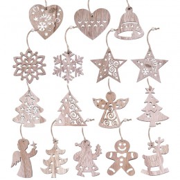 Nowe boże narodzenie 3/4/6pcs Vintage Party drewniane ozdoby wiszące śnieżynka gwiazda anioł ozdoby na choinkę na artykuły domow