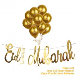 Złota Ramadan Kareem dekoracja Eid Mubarak Banner i balony Eid Ramadan Party Favor Eid al-fitr Ramadan Mubarak Decor