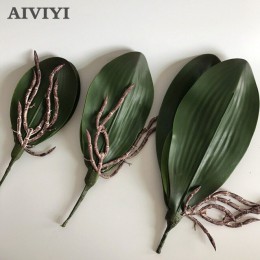 Nowy sztuczny kwiat liści orchidei wysokiej jakości PU klejenia tekstury liści DIY kwiat doniczkowy aranżacje