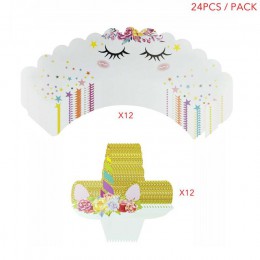 Tęczowa opaska jednorożec Cupcake owijarki ciasto Topper jednorożec urodziny Party ciasto dekoracje świąteczne dla dzieci Baby S