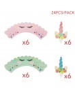 Tęczowa opaska jednorożec Cupcake owijarki ciasto Topper jednorożec urodziny Party ciasto dekoracje świąteczne dla dzieci Baby S
