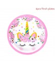 Tęczowa opaska jednorożec Cupcake owijarki ciasto Topper jednorożec urodziny Party ciasto dekoracje świąteczne dla dzieci Baby S