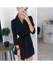Damskie wstęgi w stylu vintage-line mini sukienka na imprezę z długim rękawem karbowany kołnierzyk jednokolorowa na co dzień ele