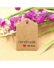 100 sztuk Kraft paper hand made tag z miłością dla DIY pudełko tag cukierki cupcake kartki z podziękowaniami/handmade dobrodziej