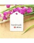 100 sztuk Kraft paper hand made tag z miłością dla DIY pudełko tag cukierki cupcake kartki z podziękowaniami/handmade dobrodziej