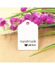 100 sztuk Kraft paper hand made tag z miłością dla DIY pudełko tag cukierki cupcake kartki z podziękowaniami/handmade dobrodziej