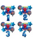 6 sztuk Spiderman foliowe balony z helem 30 Cal numer chłopiec Party piłka dmuchana dekoracja urodzinowa dla dzieci zabawki gwia