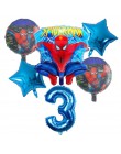6 sztuk Spiderman foliowe balony z helem 30 Cal numer chłopiec Party piłka dmuchana dekoracja urodzinowa dla dzieci zabawki gwia