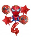 6 sztuk Spiderman foliowe balony z helem 30 Cal numer chłopiec Party piłka dmuchana dekoracja urodzinowa dla dzieci zabawki gwia