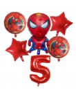 6 sztuk Spiderman foliowe balony z helem 30 Cal numer chłopiec Party piłka dmuchana dekoracja urodzinowa dla dzieci zabawki gwia