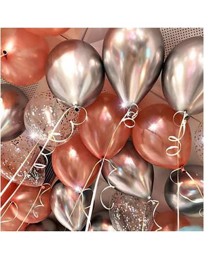 12 sztuk/partia metalowe złoto srebro różowe złoto lateksowe balon ślub walentynki dekoracje konfetti balony Birthday Party Deco