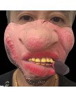 Zabawna i przerażająca pół twarzy Clown maska lateksowa dekoracja na imprezę halloweenową strona ukarać maskę na Cosplay Tricky 