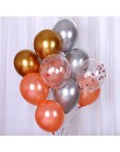 12 sztuk/partia metalowe złoto srebro różowe złoto lateksowe balon ślub walentynki dekoracje konfetti balony Birthday Party Deco