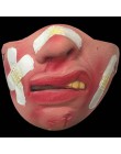 Zabawna i przerażająca pół twarzy Clown maska lateksowa dekoracja na imprezę halloweenową strona ukarać maskę na Cosplay Tricky 