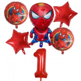 6 sztuk Spiderman foliowe balony z helem 30 Cal numer chłopiec Party piłka dmuchana dekoracja urodzinowa dla dzieci zabawki gwia
