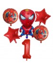 6 sztuk Spiderman foliowe balony z helem 30 Cal numer chłopiec Party piłka dmuchana dekoracja urodzinowa dla dzieci zabawki gwia