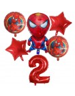 6 sztuk Spiderman foliowe balony z helem 30 Cal numer chłopiec Party piłka dmuchana dekoracja urodzinowa dla dzieci zabawki gwia