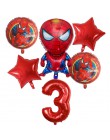 6 sztuk Spiderman foliowe balony z helem 30 Cal numer chłopiec Party piłka dmuchana dekoracja urodzinowa dla dzieci zabawki gwia