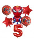 6 sztuk Spiderman foliowe balony z helem 30 Cal numer chłopiec Party piłka dmuchana dekoracja urodzinowa dla dzieci zabawki gwia