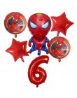 6 sztuk Spiderman foliowe balony z helem 30 Cal numer chłopiec Party piłka dmuchana dekoracja urodzinowa dla dzieci zabawki gwia