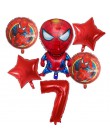 6 sztuk Spiderman foliowe balony z helem 30 Cal numer chłopiec Party piłka dmuchana dekoracja urodzinowa dla dzieci zabawki gwia