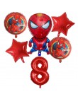 6 sztuk Spiderman foliowe balony z helem 30 Cal numer chłopiec Party piłka dmuchana dekoracja urodzinowa dla dzieci zabawki gwia