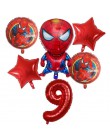 6 sztuk Spiderman foliowe balony z helem 30 Cal numer chłopiec Party piłka dmuchana dekoracja urodzinowa dla dzieci zabawki gwia