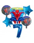 6 sztuk Spiderman foliowe balony z helem 30 Cal numer chłopiec Party piłka dmuchana dekoracja urodzinowa dla dzieci zabawki gwia