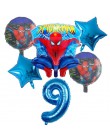 6 sztuk Spiderman foliowe balony z helem 30 Cal numer chłopiec Party piłka dmuchana dekoracja urodzinowa dla dzieci zabawki gwia