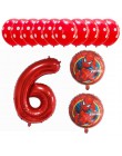6 sztuk Spiderman foliowe balony z helem 30 Cal numer chłopiec Party piłka dmuchana dekoracja urodzinowa dla dzieci zabawki gwia