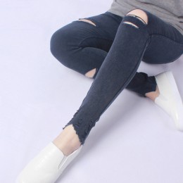 Yesello Plus rozmiar M-5XL lato dziura porwane jeansy damskie Jeggings fajne dżinsowe wysokiej talii obcisłe dżinsy rurki spodni