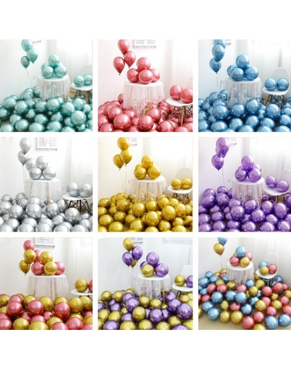 Hurtownie 50 sztuk Chrome złoty balon miga metalowy balon gruby perłowy Metal dekoracje ślubne metaliczne balony 10 cali 1.8g
