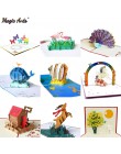 3D Cute Animal karty kirigami szczęśliwa kartka urodzinowa dla dzieci Baby Shower żona mąż kobiety Cartoon Peacock klatka dla pt