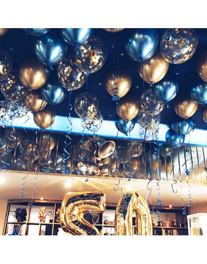 Mieszane niebieskie złote balony dekoracja urodzinowa dla dzieci dorosły metaliczny balon dmuchana piłka urodziny balon Decor ba