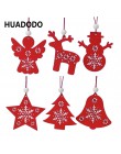HUADODO 6 sztuk czerwony i biały drewniane drzewo Deer Snowman dekoracje na boże narodzenie ozdobne wisiorki dla choinka strona 