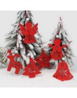 HUADODO 6 sztuk czerwony i biały drewniane drzewo Deer Snowman dekoracje na boże narodzenie ozdobne wisiorki dla choinka strona 