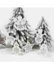 HUADODO 6 sztuk czerwony i biały drewniane drzewo Deer Snowman dekoracje na boże narodzenie ozdobne wisiorki dla choinka strona 