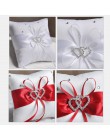 Drop Shipping europejskie wesele wystrój pierścień poduszka podwójne serce biały czerwony niebieski Handmade wstążka kokardka Rh