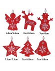 HUADODO 6 sztuk czerwony i biały drewniane drzewo Deer Snowman dekoracje na boże narodzenie ozdobne wisiorki dla choinka strona 