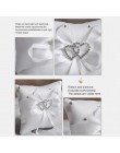 Drop Shipping europejskie wesele wystrój pierścień poduszka podwójne serce biały czerwony niebieski Handmade wstążka kokardka Rh