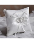 Drop Shipping europejskie wesele wystrój pierścień poduszka podwójne serce biały czerwony niebieski Handmade wstążka kokardka Rh
