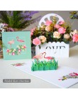3D Cute Animal karty kirigami szczęśliwa kartka urodzinowa dla dzieci Baby Shower żona mąż kobiety Cartoon Peacock klatka dla pt