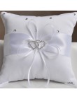 Drop Shipping europejskie wesele wystrój pierścień poduszka podwójne serce biały czerwony niebieski Handmade wstążka kokardka Rh