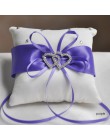 Drop Shipping europejskie wesele wystrój pierścień poduszka podwójne serce biały czerwony niebieski Handmade wstążka kokardka Rh