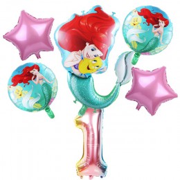 6 sztuk syrenka Ariel cartoon disney księżniczka folia balony 32 Cal numer dziecko dziewczyna różowy baloes powietrza dekoracje 